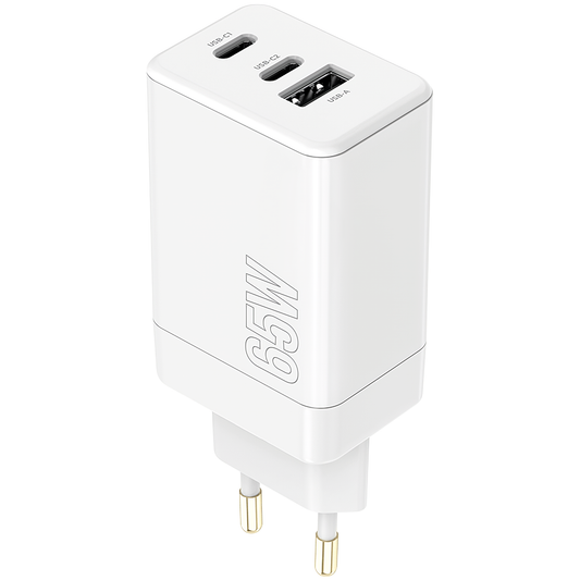 Caricabatterie di rete MaXlife MXTC-08-65ACC, 65W, 3A, 1 x USB-A - 2 x USB-C, bianco 