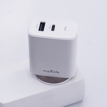 Caricabatterie di rete MaXlife MXTC-10-30AC, 30W, 3A, 1 x USB-A - 1 x USB-C, bianco 