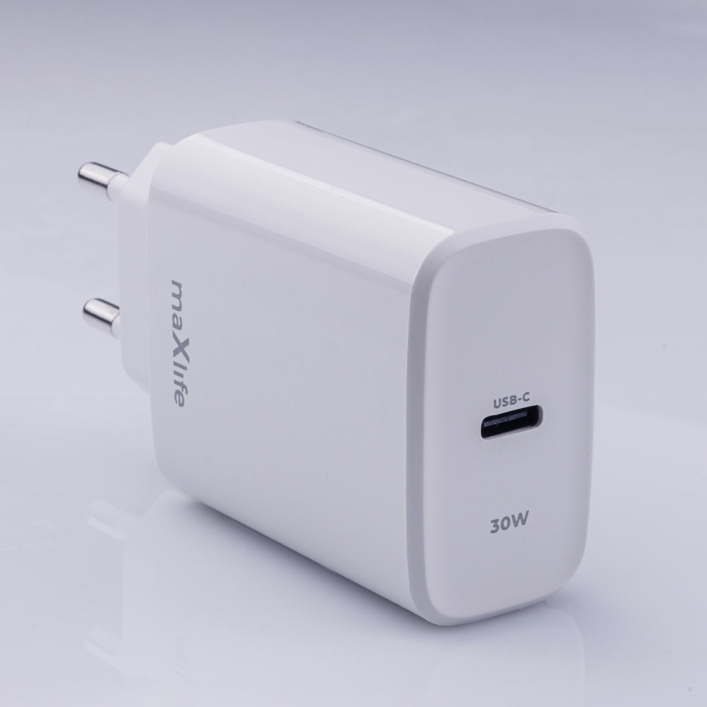 Caricabatterie di rete MaXlife MXTC-10-30C, 30W, 3A, 1 x USB-C, bianco 