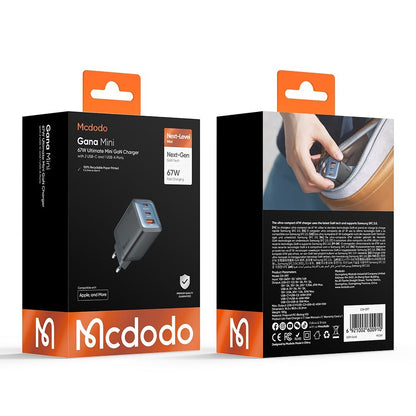 Caricabatterie Rete McDodo CH-0970 Gana Mini, 67W, 3A, 1 x USB-A - 2 x USB-C, Nero