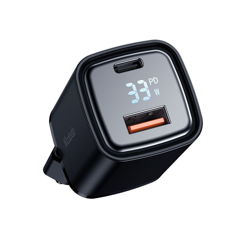Caricabatterie Retea McDodo CH-1701 Graphite Display, 33W, 3A, 1 x USB-A - 1 x USB-C, Nero
