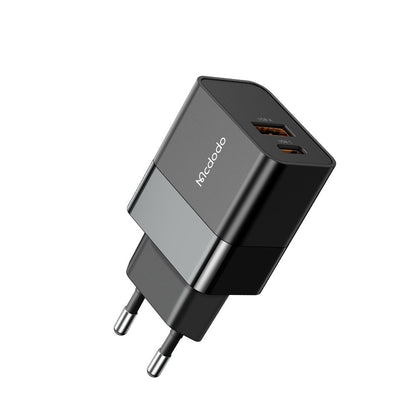 Caricabatterie Rete McDodo CH-1951 Hydrogen, 20W, 3A, 1 x USB-A - 1 x USB-C, Nero