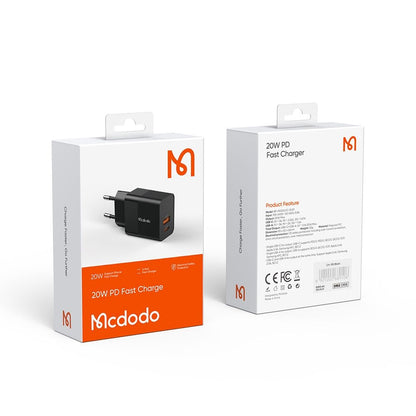 Caricabatterie Rete McDodo CH-1951 Hydrogen, 20W, 3A, 1 x USB-A - 1 x USB-C, Nero