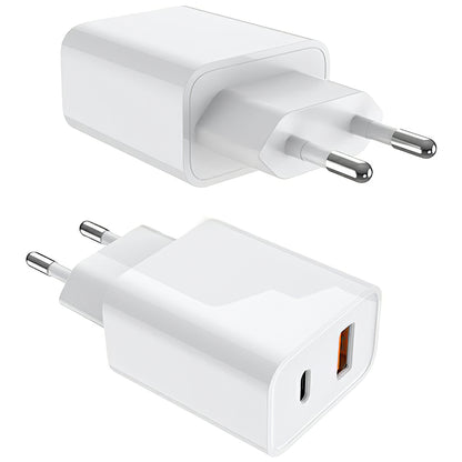 Caricabatterie di rete Prestico F11, 20W, 3A, 1 x USB-A - 1 x USB-C, Bianco 