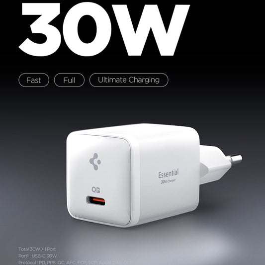 Caricabatterie Retea Spigen EE301EU Essential, 30W, 3A, 1 x USB-C, Bianco ACH09492