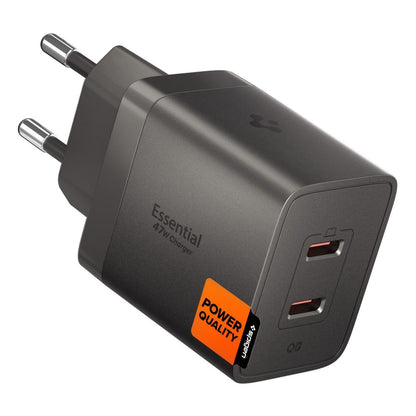 Caricatore da rete Spigen EE472EU Essential, 47W, 3A, 2 x USB-C, Grigio ACH10450