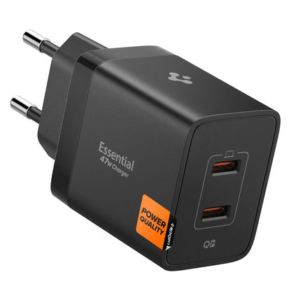 Spigen Essential Network Charger, 47W, 3A, 2 x USB-C, Black ACH09457