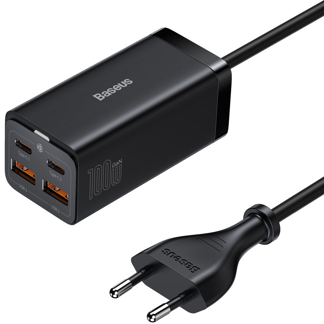 Caricabatterie Stazione Baseus GaN3 Pro, 100W, 5A, 2 x USB-A - 2 x USB-C, Nero CCGP000101