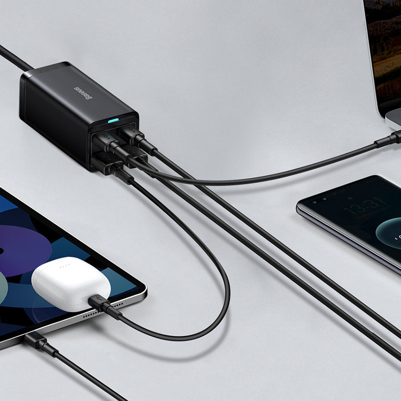 Caricabatterie Stazione Baseus GaN3 Pro, 100W, 5A, 2 x USB-A - 2 x USB-C, Nero CCGP000101