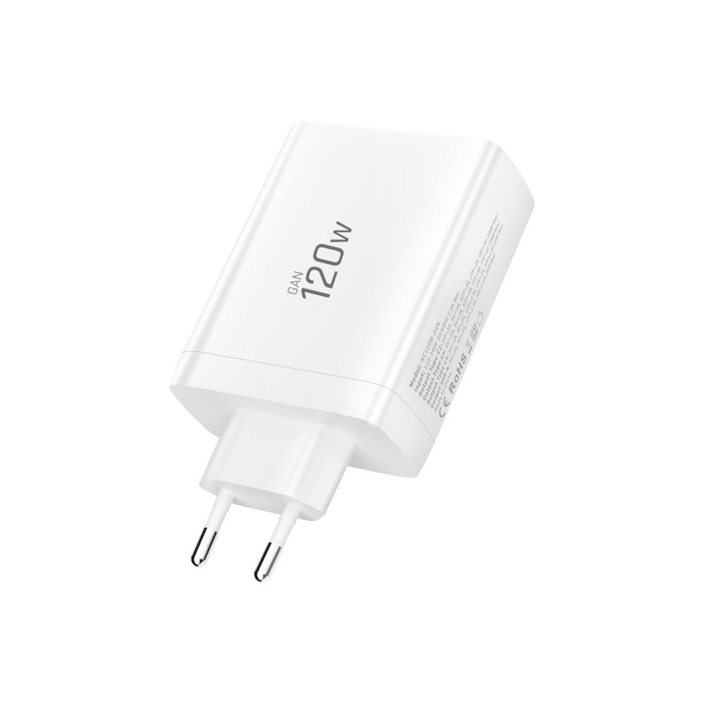 Caricabatterie Retea Tech-Protect NC120W-GAN, 120W, 5A, 1 x USB-A - 3 x USB-C, Bianco