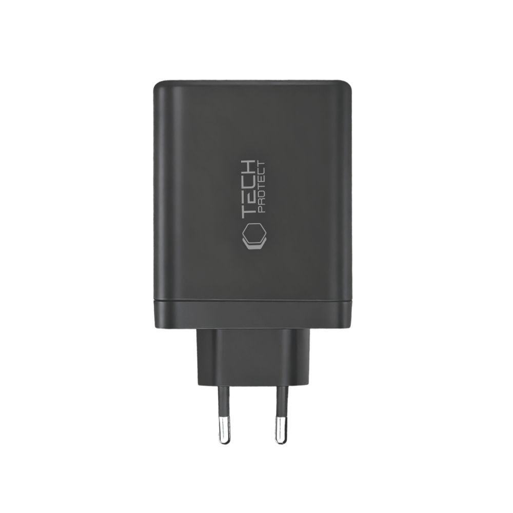 Caricabatterie Retea Tech-Protect NC120W-GAN, 120W, 5A, 1 x USB-A - 3 x USB-C, Nero