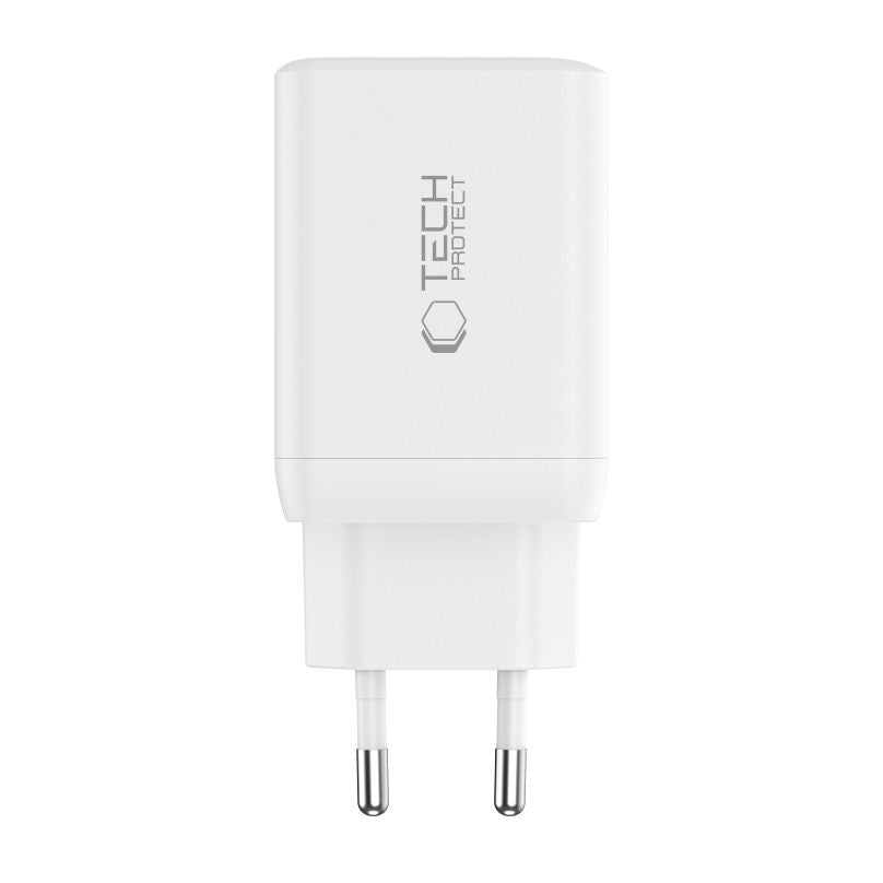 Caricabatterie di rete Tech-Protect NC45W, 45W, 3A, 2 x USB-C, bianco 