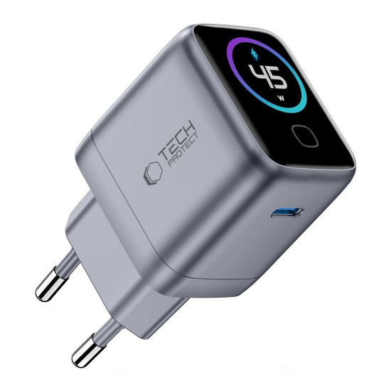 Caricatore da rete Tech-Protect NC45W Display, 45W, 3A, 1 x USB-C, Grigio