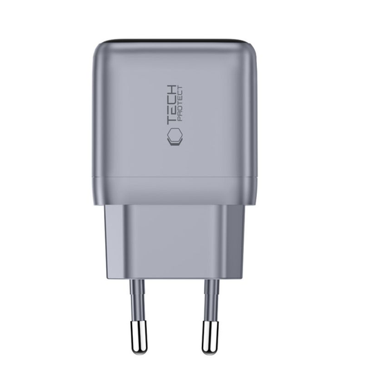 Caricatore da rete Tech-Protect NC45W Display, 45W, 3A, 1 x USB-C, Grigio