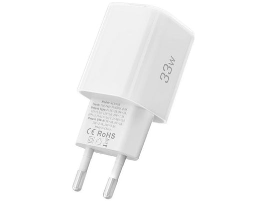 Caricabatterie Retea Tech-Protect NCM33W, 33W, 3A, 1 x USB-A - 1 x USB-C, Bianco