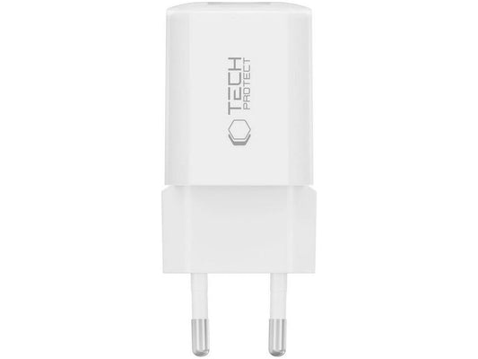 Caricabatterie Retea Tech-Protect NCM33W, 33W, 3A, 1 x USB-A - 1 x USB-C, Bianco
