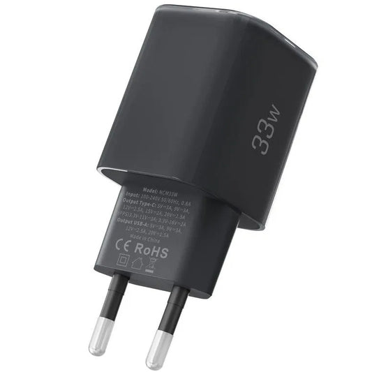 Caricabatterie Rete Tech-Protect NCM33W, 33W, 3A, 1 x USB-A - 1 x USB-C, Nero