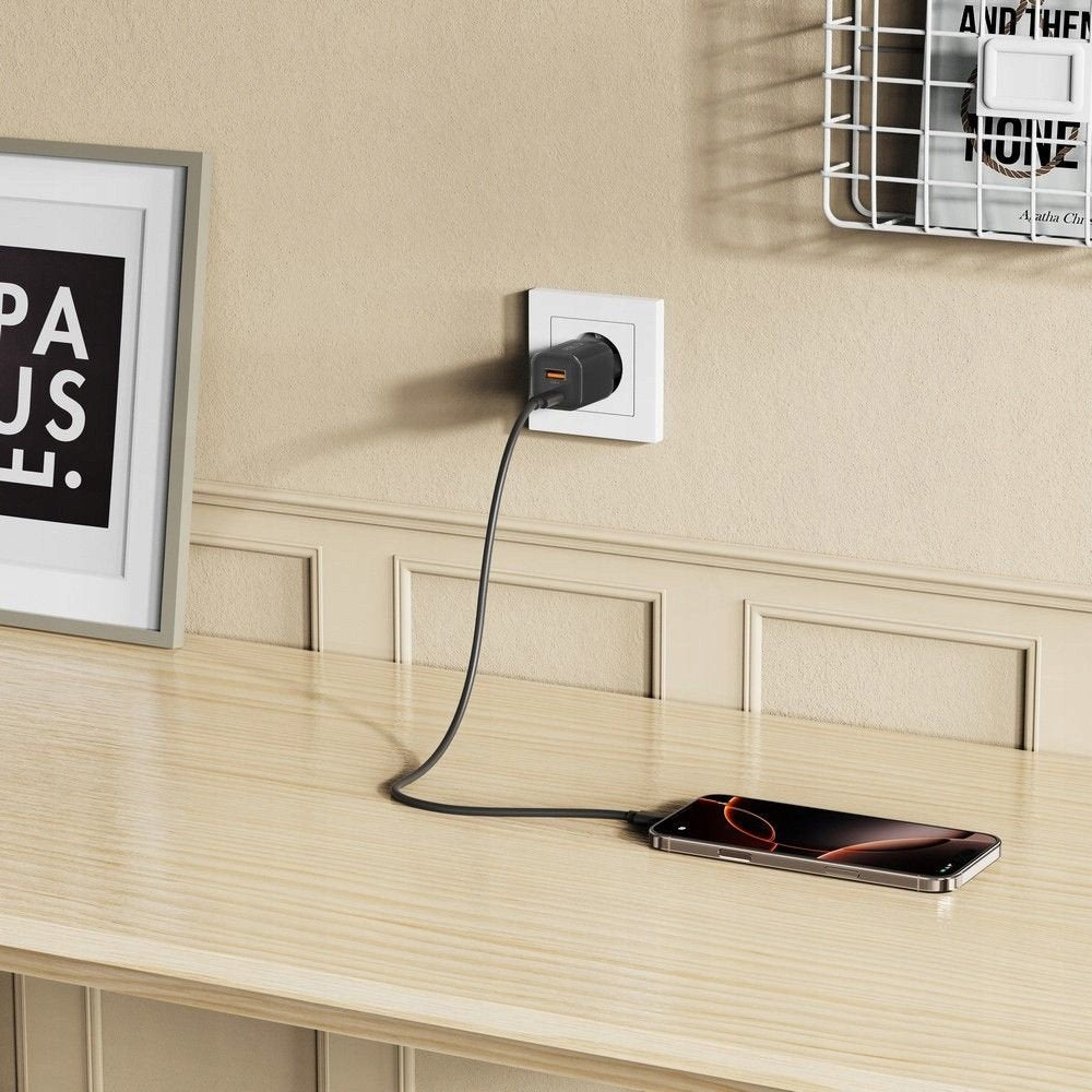 Caricabatterie Rete Tech-Protect NCM33W, 33W, 3A, 1 x USB-A - 1 x USB-C, Nero
