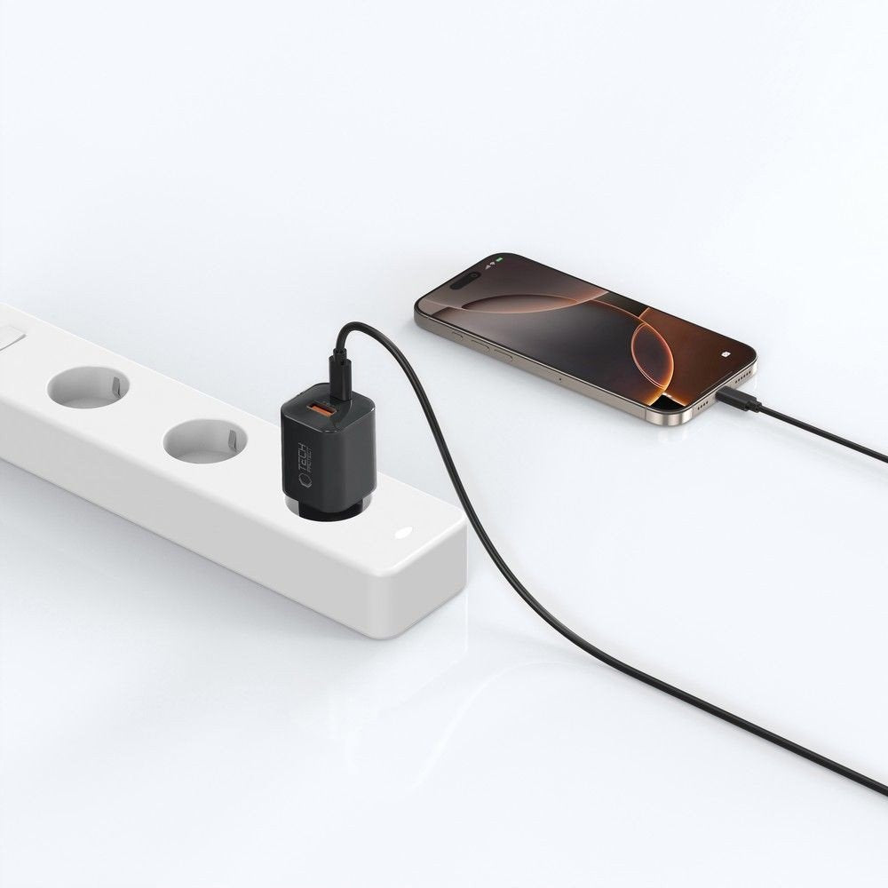 Caricabatterie Rete Tech-Protect NCM33W, 33W, 3A, 1 x USB-A - 1 x USB-C, Nero