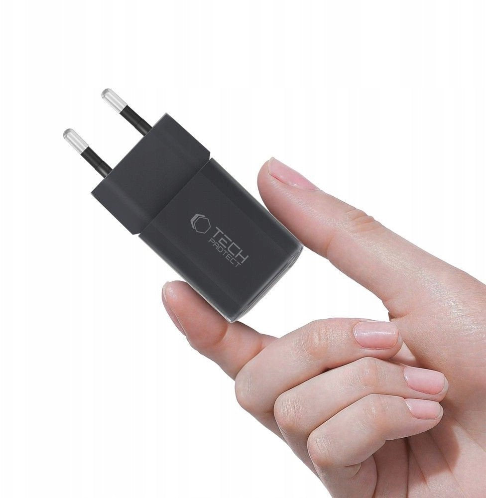 Caricabatterie Rete Tech-Protect NCM33W, 33W, 3A, 1 x USB-A - 1 x USB-C, Nero