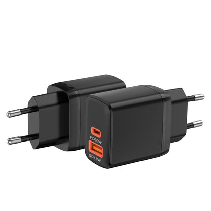 Caricabatterie Retea Techsuit CH1 Duonix, 30W, 3A, 1 x USB-A - 1 x USB-C, Nero