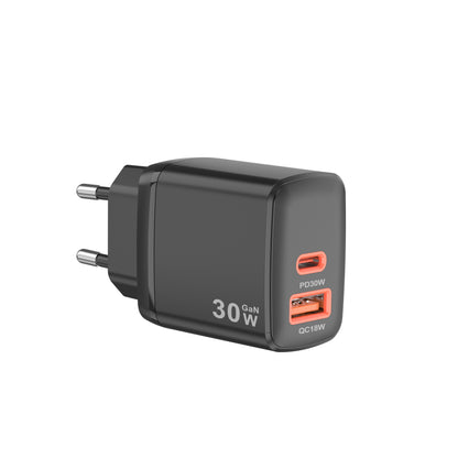 Caricabatterie Retea Techsuit CH1 Duonix, 30W, 3A, 1 x USB-A - 1 x USB-C, Nero