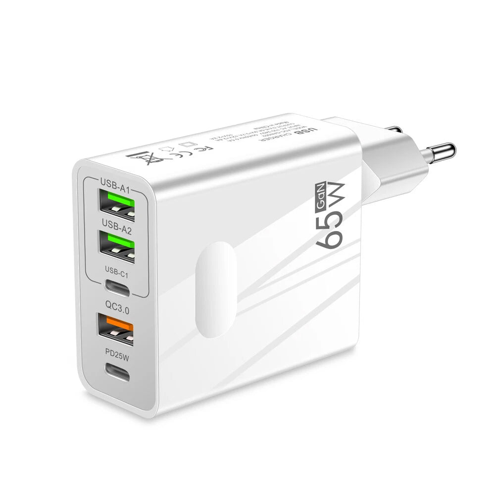 Caricabatterie Rete Techsuit CHC1 PentaXPower, 25W, 3A, 3 x USB-A - 2 x USB-C, Bianco