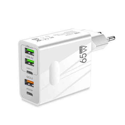 Caricabatterie Rete Techsuit CHC1 PentaXPower, 25W, 3A, 3 x USB-A - 2 x USB-C, Bianco
