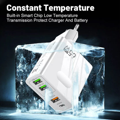 Caricabatterie Rete Techsuit CHC1 PentaXPower, 25W, 3A, 3 x USB-A - 2 x USB-C, Bianco