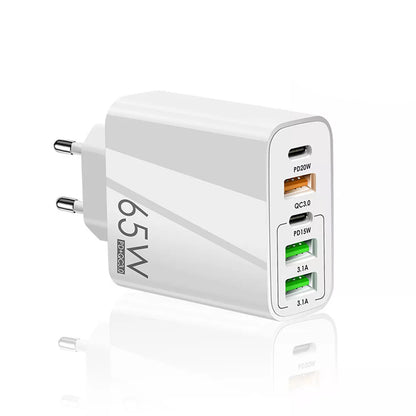 Caricabatterie Rete Techsuit CHC2 PentaXPower, 20W, 3A, 3 x USB-A - 2 x USB-C, Bianco