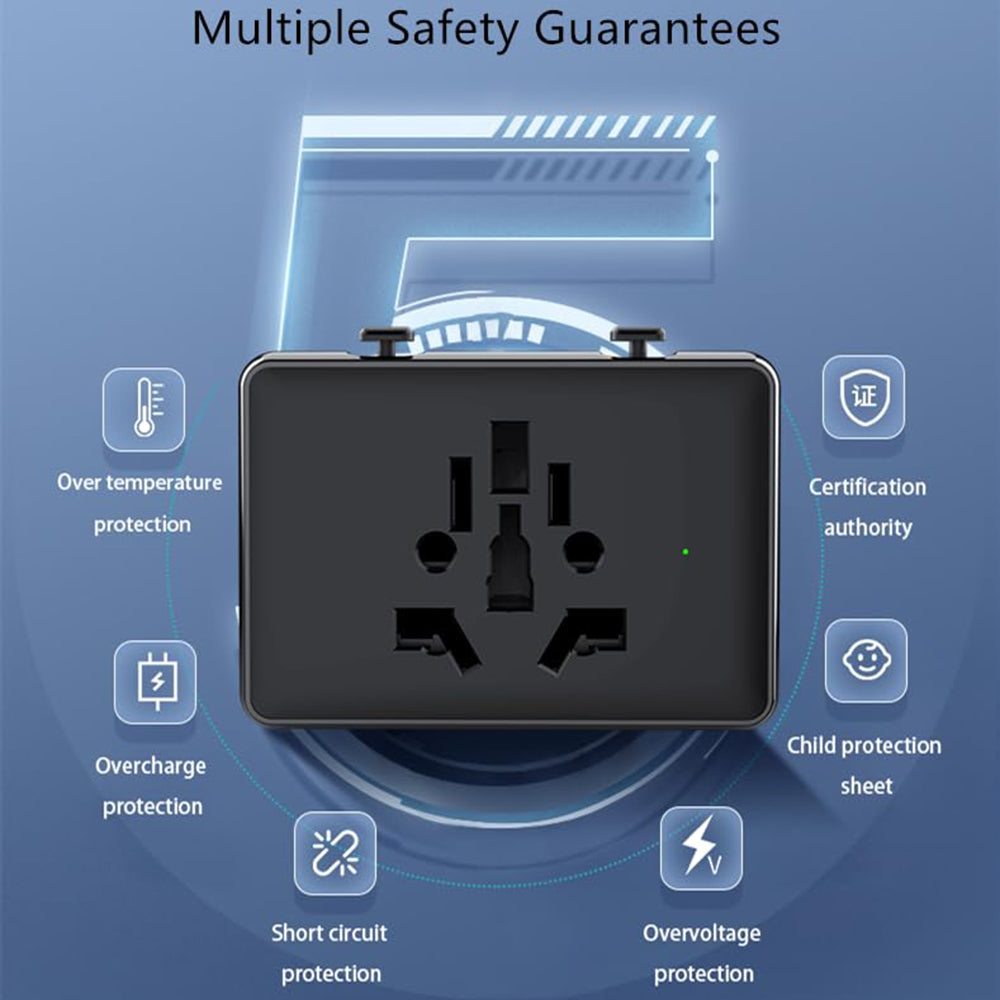 Caricabatterie da Rete Techsuit HHt204A Travel, 15W, 3A, 2 x USB-A - 2 x USB-C, Nero