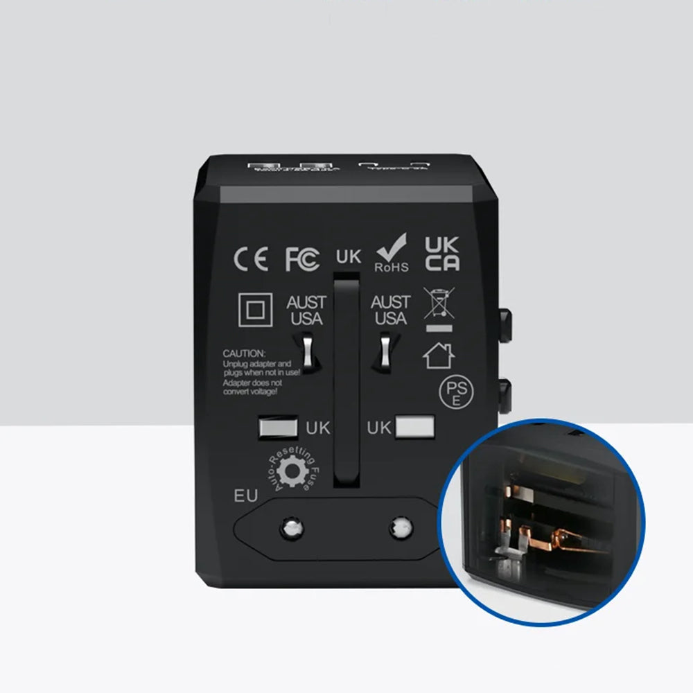 Caricabatterie da Rete Techsuit HHT904-B2 Travel, 20W, 3A, 2 x USB-A - 2 x USB-C, Nero