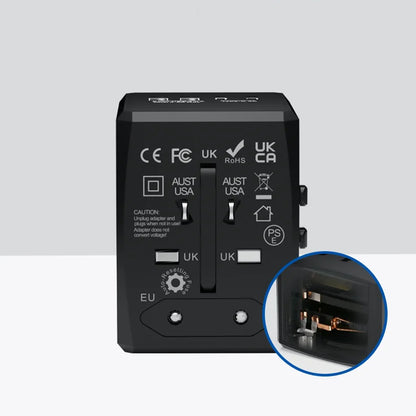 Caricabatterie da Rete Techsuit HHT904-B2 Travel, 20W, 3A, 2 x USB-A - 2 x USB-C, Nero