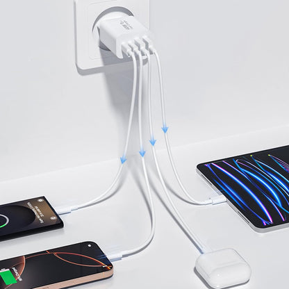 Caricabatterie Retea Techsuit PowerXQuad CH4, 40W, 3A, 2 x USB-A - 2 x USB-C, Bianco