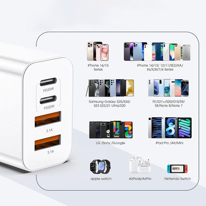 Caricabatterie Retea Techsuit PowerXQuad CH4, 40W, 3A, 2 x USB-A - 2 x USB-C, Bianco