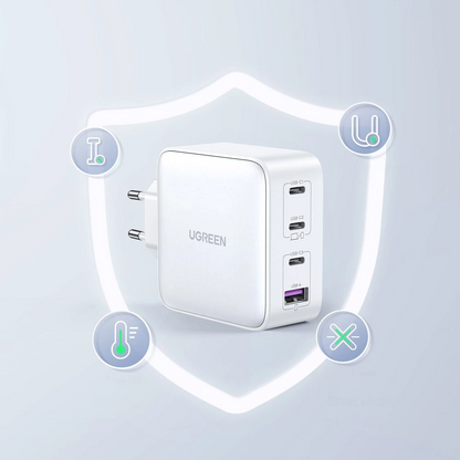 Caricabatterie Rete UGREEN CD226, 100W, 5A, 1 x USB-A - 3 x USB-C, Bianco