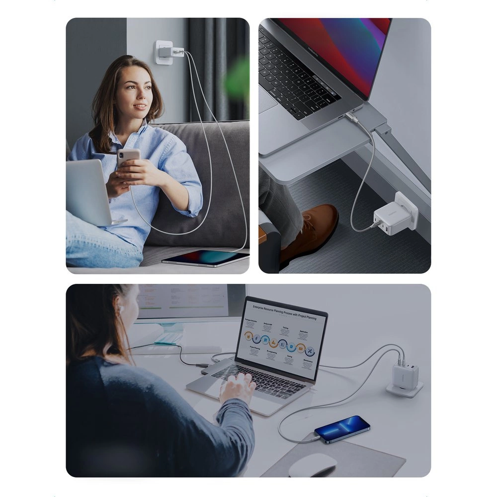 Caricabatterie Rete UGREEN CD226, 100W, 5A, 1 x USB-A - 3 x USB-C, Bianco