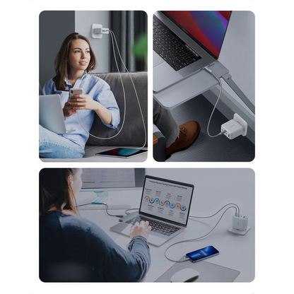 Caricabatterie Rete UGREEN CD226, 100W, 5A, 1 x USB-A - 3 x USB-C, Bianco