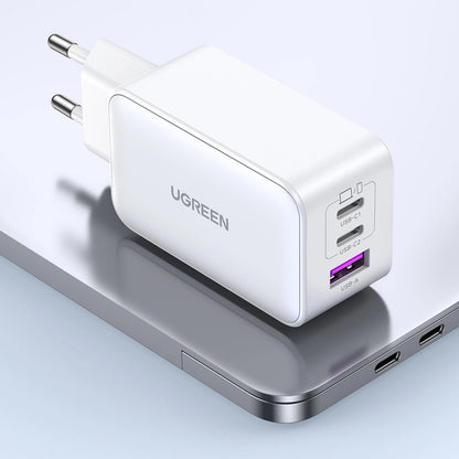 Caricabatterie di rete UGREEN CD244, 65W, 3A, 1 x USB-A - 2 x USB-C, grigio 