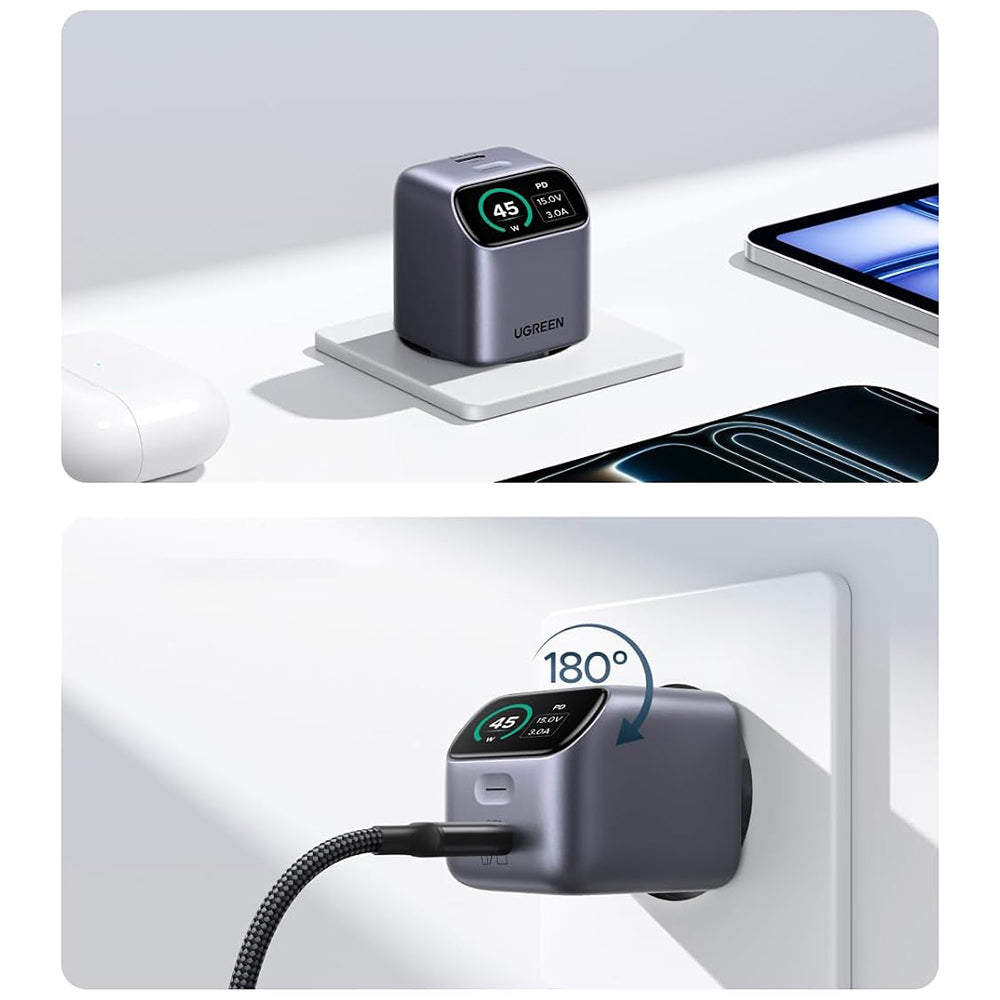 UGREEN Nexode Pro X740 (25419B) Mains Charger with Display, 45W, 3A, 1 x USB-C, Gray