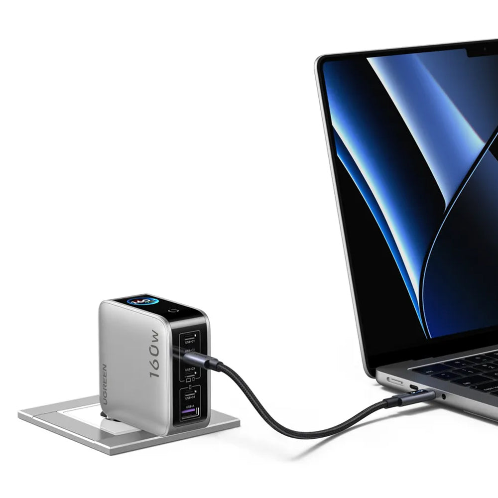 Caricatore da rete UGREEN Nexode Pro X774 (65637B) con display, 160 W, 5 A, 1 x USB-A - 4 x USB-C, grigio