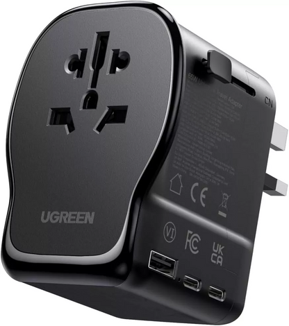 Caricatore da rete UGREEN Travel S550 (55001), 65W, 3,25A, 1 x USB-A - 2 x USB-C, Nero