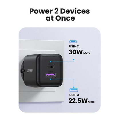 Caricabatterie Retea UGREEN X516, 30W, 3A, 1 x USB-A - 1 x USB-C, Bianco