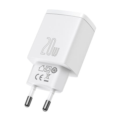 Caricatore di rete compatto Baseus, 20W, 3A, 1 x USB-A - 1 x USB-C, bianco CCXJ-B02