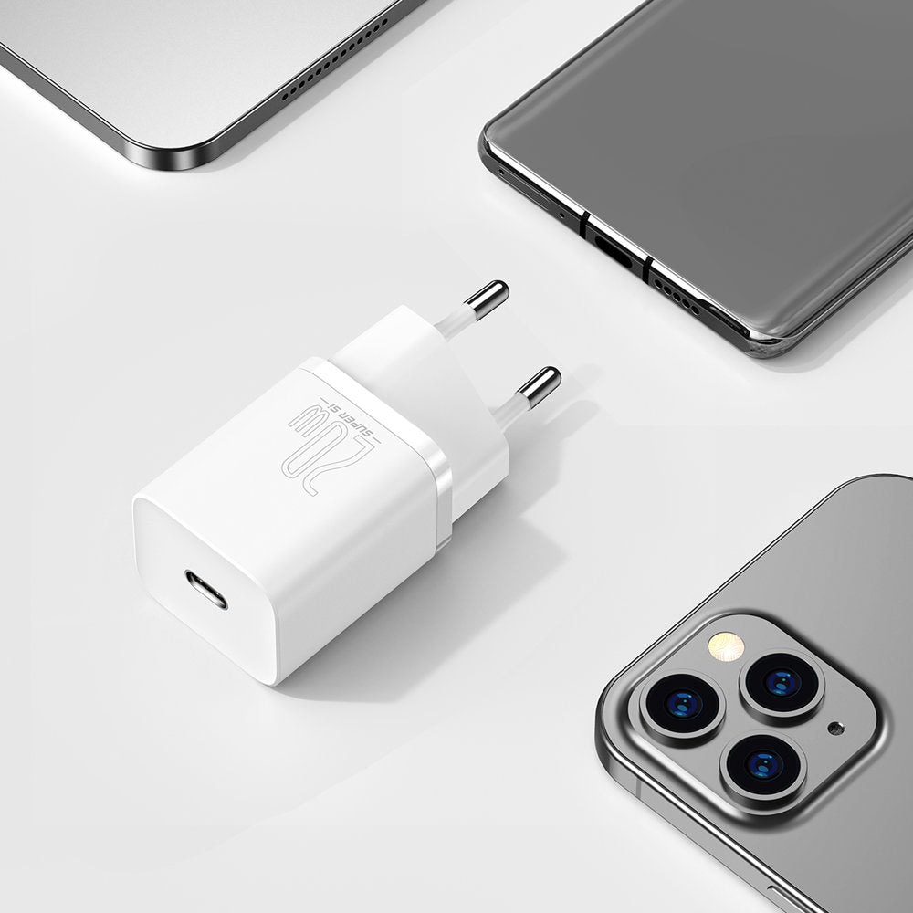 Caricabatterie di rete Baseus Super Si, 20W, 3A, 1 x USB-C, bianco CCSUP-B02