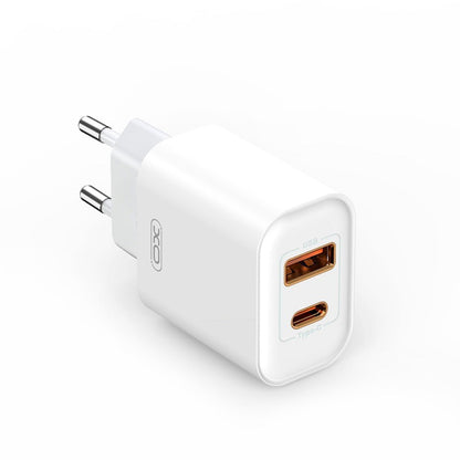 Caricatore di rete con cavo USB-C XO Design CE12, 20W, 3A, 1 x USB-A - 1 x USB-C, bianco