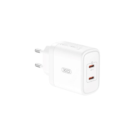 Caricatore di rete con cavo USB-C XO Design CE08, 50W, 3A, 2 x USB-C, bianco