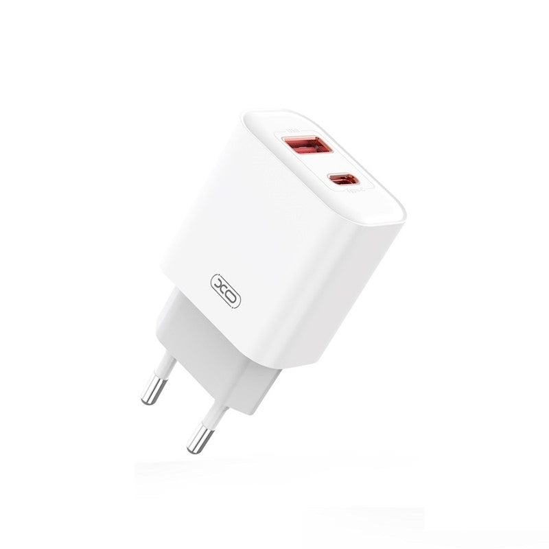 Caricatore di rete con cavo USB-C XO Design CE12, 20W, 3A, 1 x USB-A - 1 x USB-C, bianco