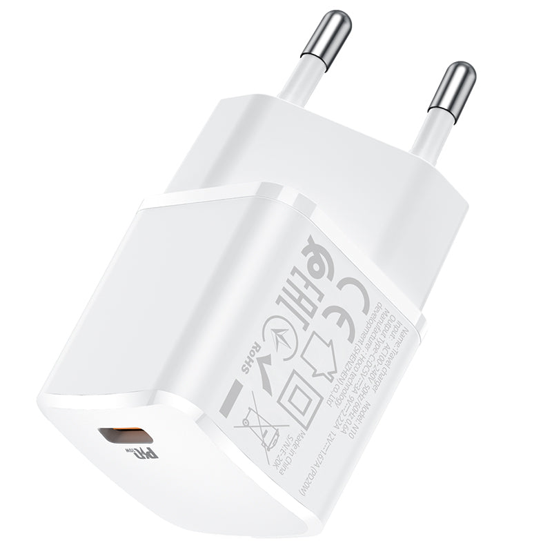 Caricabatterie di rete HOCO N10, 20W, 3A, 1 x USB-C, bianco