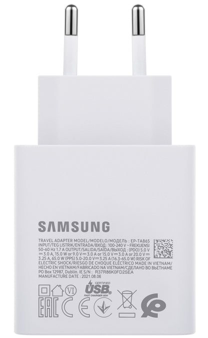 Caricabatterie di rete Samsung EP-TA865W, 65W, 3,25A, 1 x USB-C, bianco GP-PTU020SODWQ GP-PTU020SODWQ